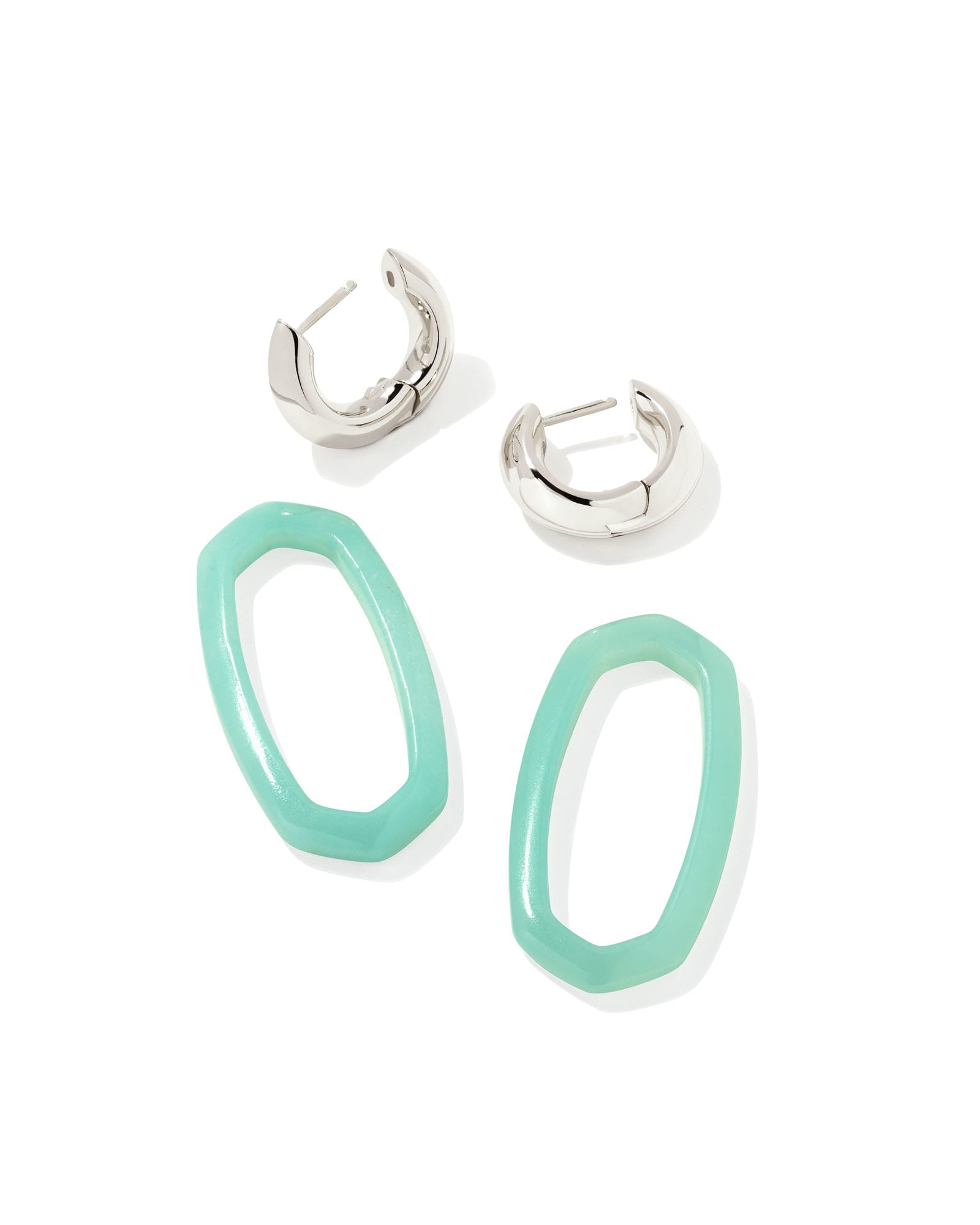 Danielle Silver Link Earrings in Teal Amazonite Kendra Scott